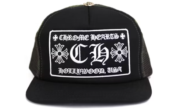 Chrome Hearts CH Hollywood Trucker Hat Black Camo