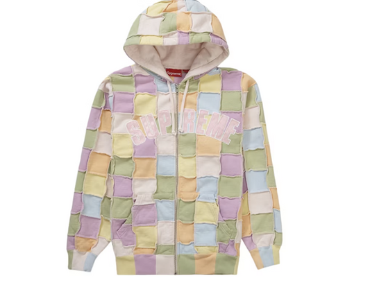 Supreme Reverse Patchwork Zip Up Hooded Sweatshirt Multicolor