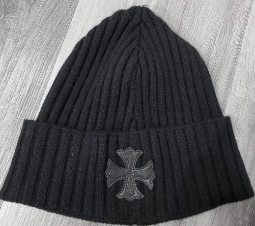 Chrome Hearts Leather Cross Patch Cashmere Beanie Black