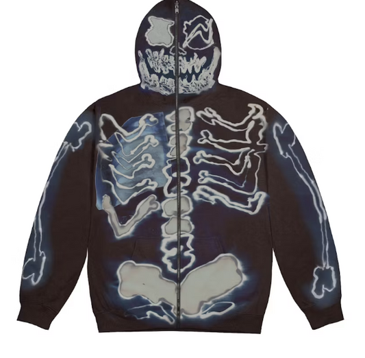 Travis Scott Cactus Jack For Fragment Skeleton Graffiti Full Zip Hoodie Multi
