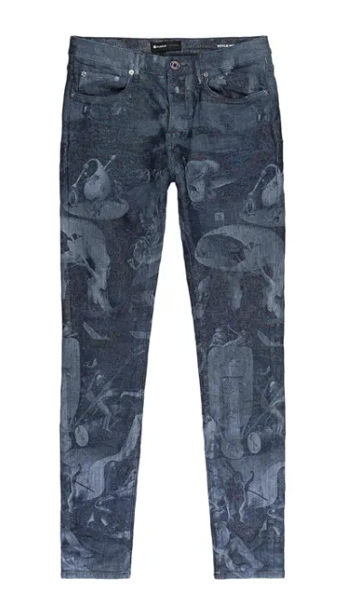 Purple Brand Washed Prism Laser Print Skinny Jeans Indigo