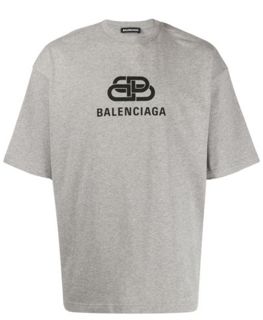Balenciaga Men's Gray Bb Logo Printed T-Shirt