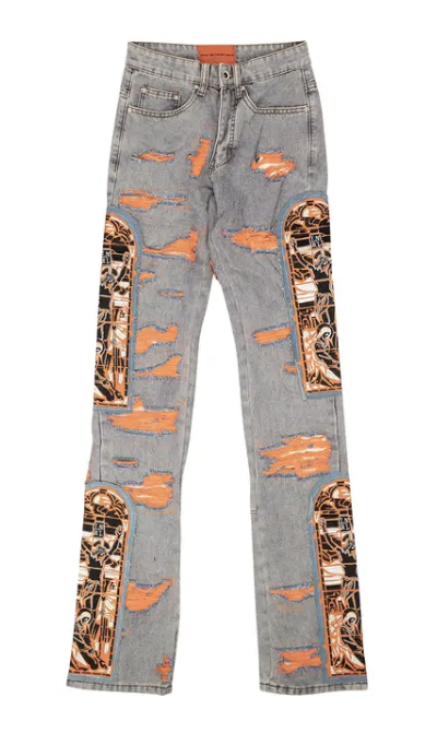Who Decides War Orange Fusion Embroidered Denim