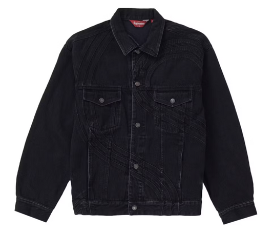Supreme S Logo Denim Trucker Jacket Washed Black
