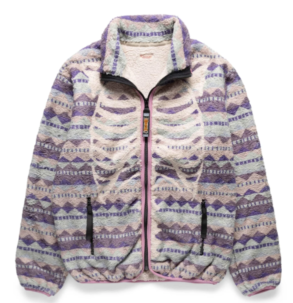 Kapital Ashland Stripe & Bone Fleece Zip Blouson Purple