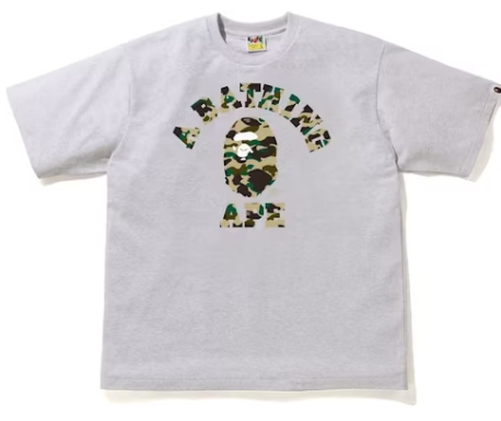 BAPE 1st Camo College Relaxed Fit Tee Gray Yellow