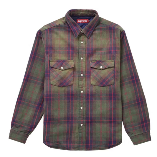 Supreme Quilted Flannel Snap Shirt Green