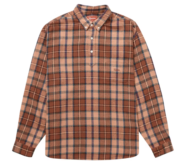 Supreme Pullover Plaid Flannel Shirt Pink