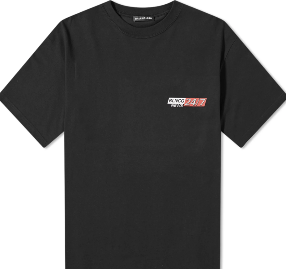 Balenciaga News Logo Print Tee Black