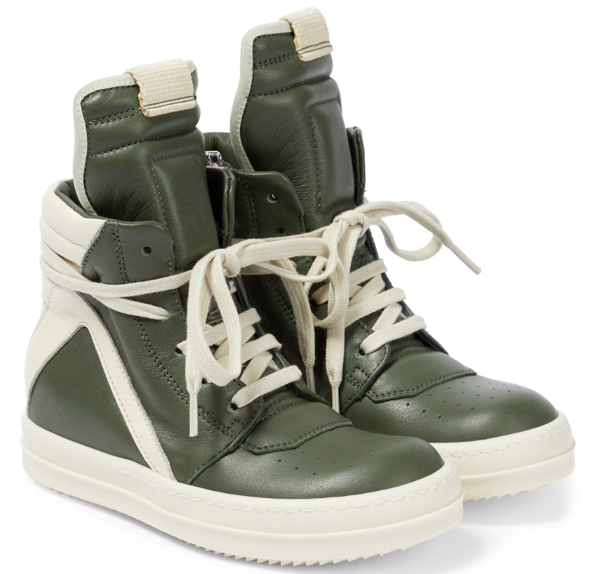 Rick Owens Kids Geobasket Leather High-Top sneakers Moss