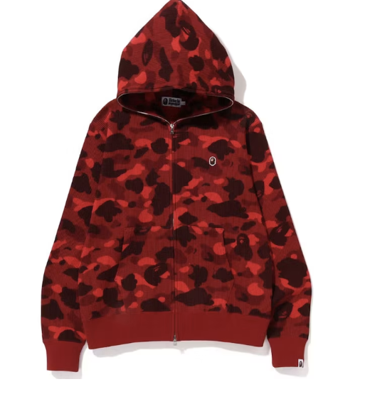 BAPE Color Camo Thermal Full Zip Hoodie Red