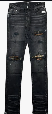AMIRI MX1 Plaid Brown Patch Jeans