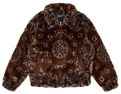 Supreme Bandana Faux Fur Bomber Jacket Brown