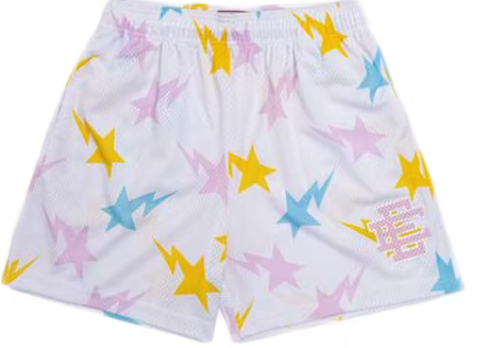 Eric Emanuel x BAPE EE Basic Short White/Yellow/Blue/Pink