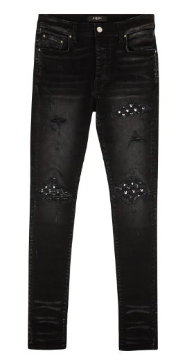 Amiri MX1 Playboy Leather Patch Jeans Black