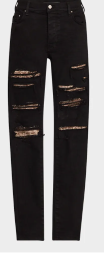 Amiri Leopard Thrasher Jeans Aged Black