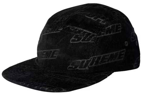 Supreme Debossed Corduroy Camp Cap Black