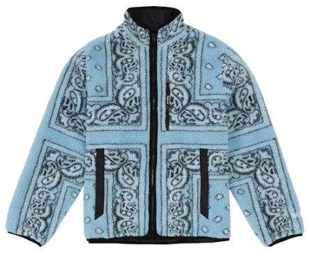 Supreme Reversible Bandana Fleece Jacket Light Blue