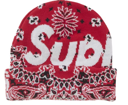 Supreme Bandana Big Logo Beanie Red