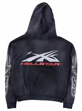 Hellstar Airbrushed Skull Hoodie & Flare Bottom Sweatsuit Midnight Dye Black