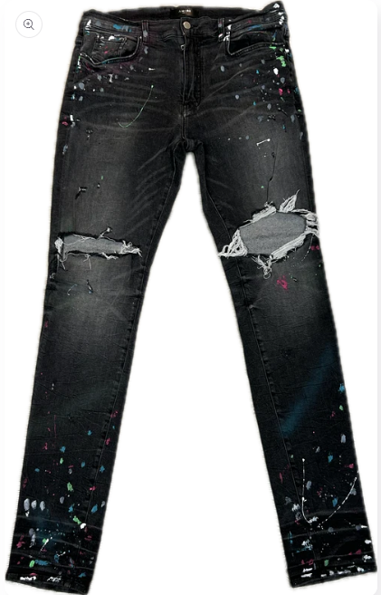 Amiri Broken Paint Splatter Jeans Black
