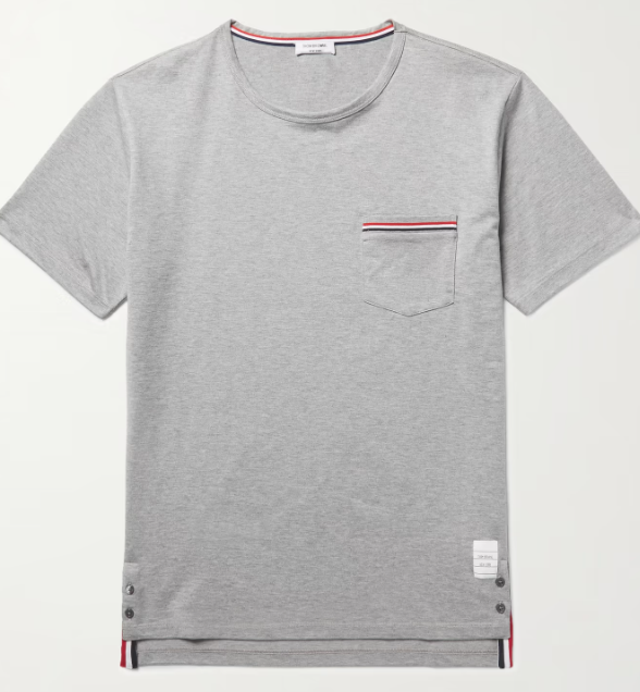 Thom Browne Slim-Fit Grosgrain-Trimmed Cotton-Jersey T-Shirt Grey
