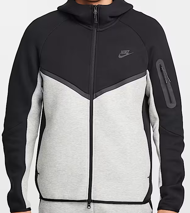 Nike Tech Full-Zip Windrunner Hoodie Grey Black