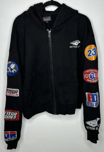 Bottega Desires Patchwork Zip Hoodie Black