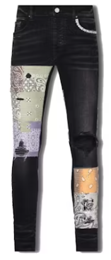 AMIRI Bandana Art Patch Jean Aged Black