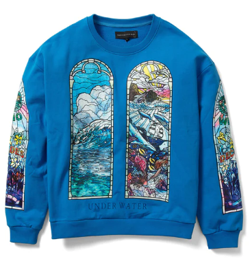 Who Decides War Underwater Sandy Lane Pullover Crewneck Blue