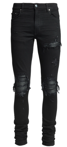 Amiri MX1 Black Leather Patch Jeans Black