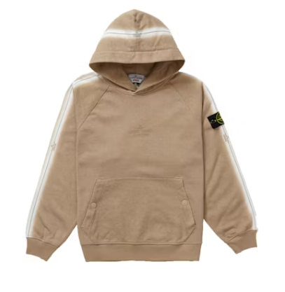 Supreme Stone Island Stripe Hooded Sweatshirt Tan