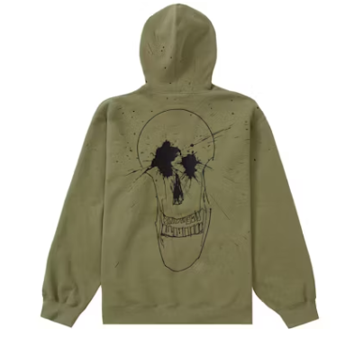 Supreme Ralph Steadman Skull Hooded Sweatshirt Light Olive