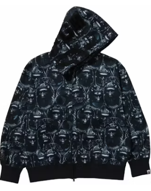 BAPE Ape Head Graffiti Shark Full Zip Hoodie Black
