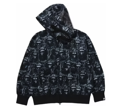 BAPE Ape Head Graffiti Shark Full Zip Hoodie Black