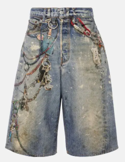 Acne Studios Judda Printed Denim Shorts