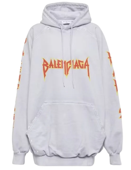 Balenciaga Metal Vintage Oversized Hoodie White Multi