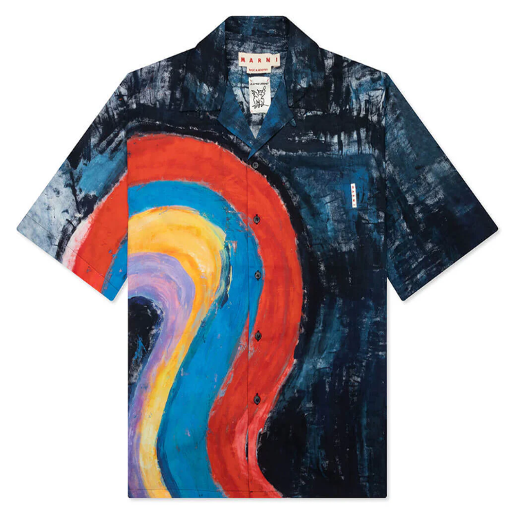 Marni Poplin Bowling Shirt Royal