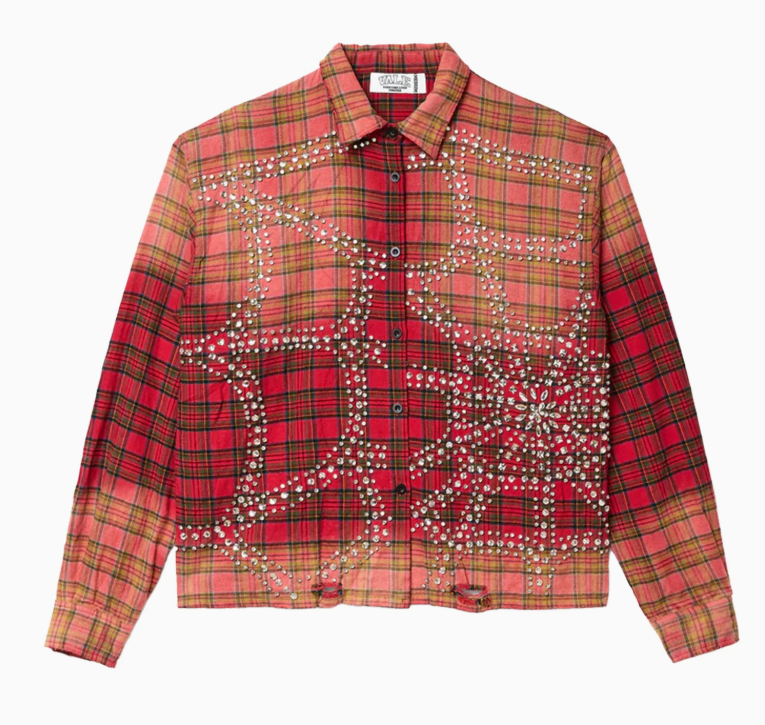 Vale Red Haze Rhinestone Flannel