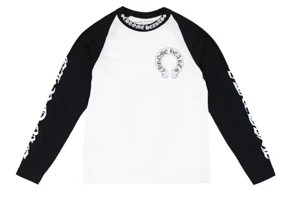 Chrome Hearts Horseshoe Baseball Shirt White/Black