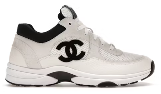 Chanel Low Top Trainer Suede White Black