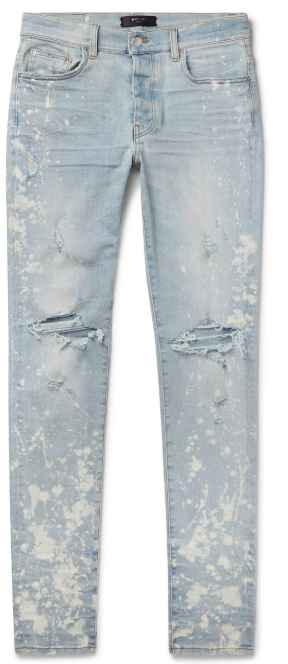 Amiri Thrasher Bleached Paint Splatter Jeans Blue