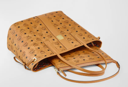 MCM Reversible Liz Shopper Visetos Tote Bag Cognac
