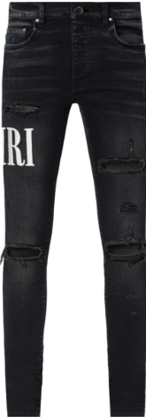 Amiri Embroidered Side Logo Jeans Aged Black