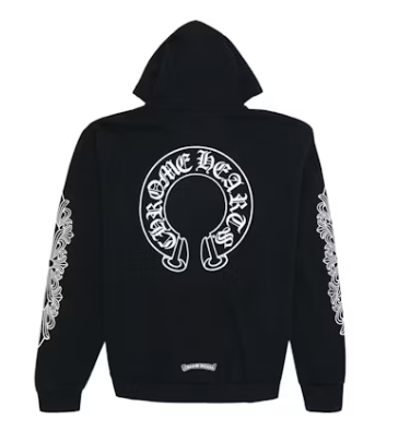 Chrome Hearts Horse Shoe Floral Hoodie Black