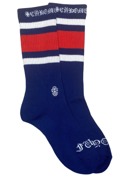 Chrome Hearts Stripe Socks Red/White/Navy