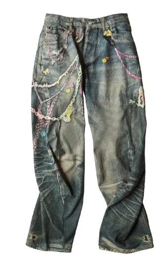Acne Studios Trompe L'oeil 2006M Kawaii Keychain Jeans