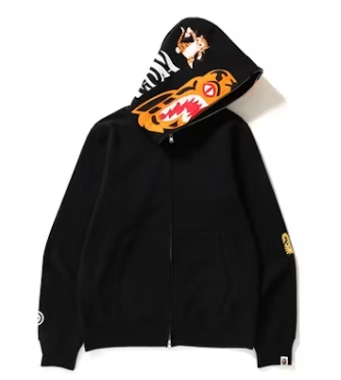 BAPE Tiger Full Zip Color Embroidery Hoodie Black