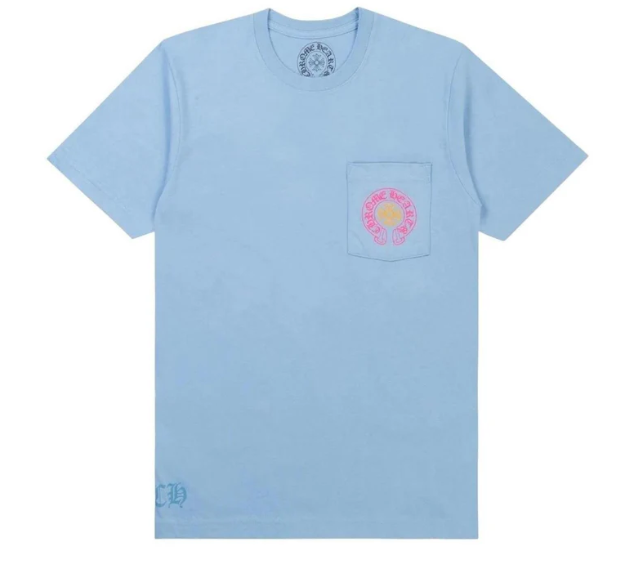 Chrome Hearts Miami Art Basel Horseshoe Logo T-Shirt Blue