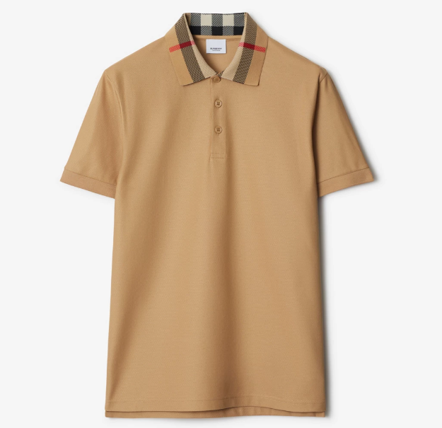 Burberry Check Collar Polo Shirt Beige